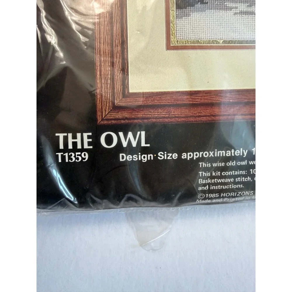 VTG Monarch Horizons The Owl Needlepoint Kit 12x16 Brown Grey New